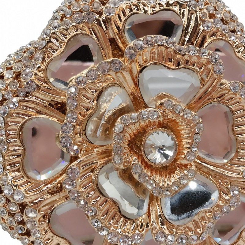 Túi clutch dạ hội kim loại đính kim cương, xách tay nữ thời trang dự tiệc — Màu đen, Đế Vàng Kim Cương, Nền vàng kim cương trắng, Màu bạc chi tiết 36