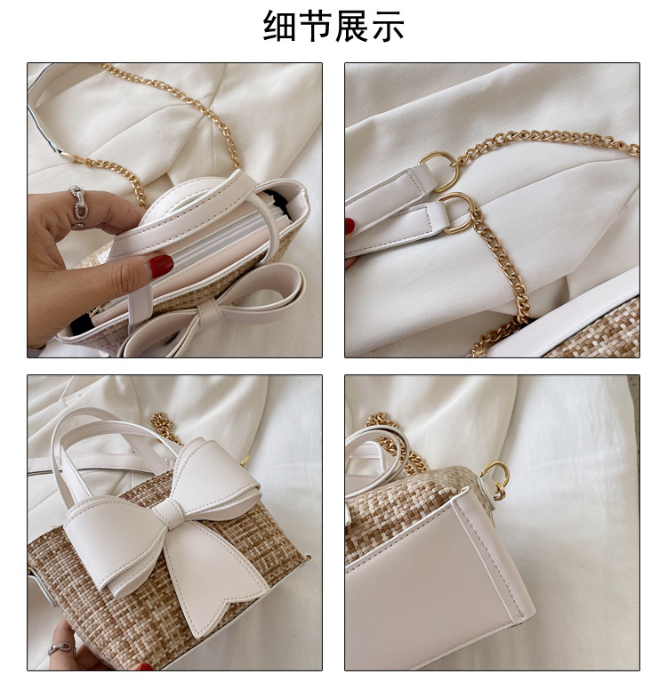 New Summer Fashion Bow-knot Plaid Korean Wild Woven Chain One-shoulder Messenger Handbag For Women display picture 16