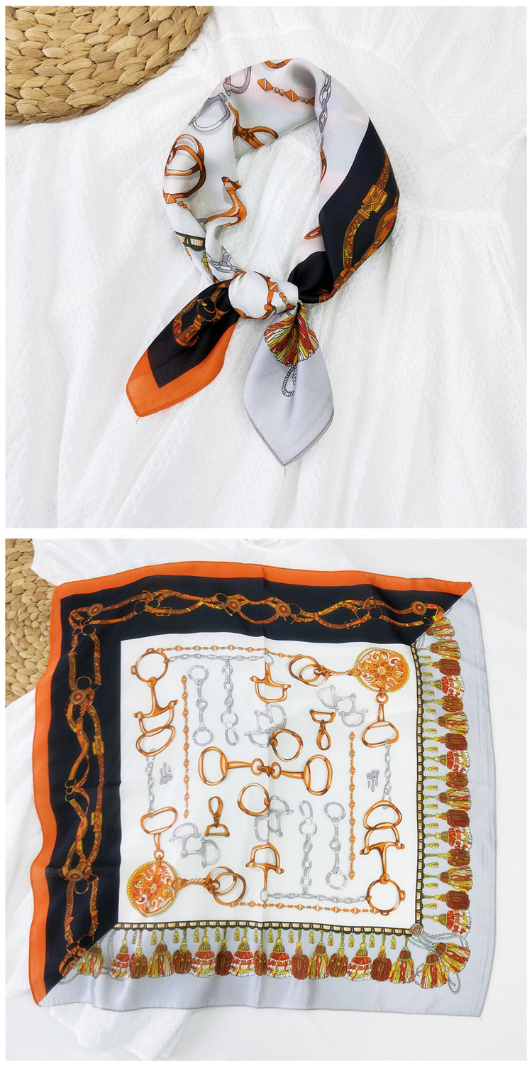 60g Weight Silk Scarf Classification Travel Occasion Silk Material Unisex Gender Printing Design Sweet Style Khaki, Grey, Red, Green, Blue, Yellow, Black Color 70 Small Square Scarf Silk Scarf Women Summer Neck Scarf Neck Protector Korean Thin Scarf 2