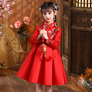 Kids Hanfu girls Chinese princess dress red new year celebration stage performance tang suit  fairy dress tangzhuang qipao cheongsam dress for baby