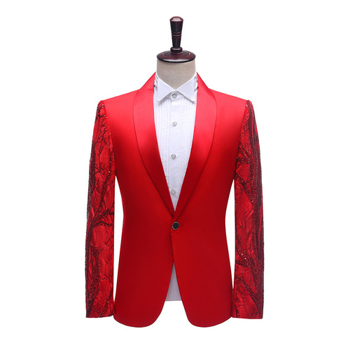 men's jazz dance suit blazers Men personality sequins tree dress jacket stage performance suit studio bar DJ singer Xiaoxi