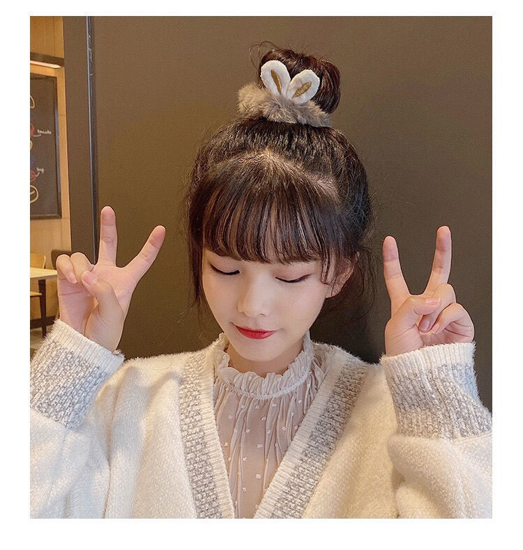 1 Piece Quantity Daily Occasion Plush Material INS Style Cute Fashion Women'S Adults Bunny Ears Plush Hair Tie