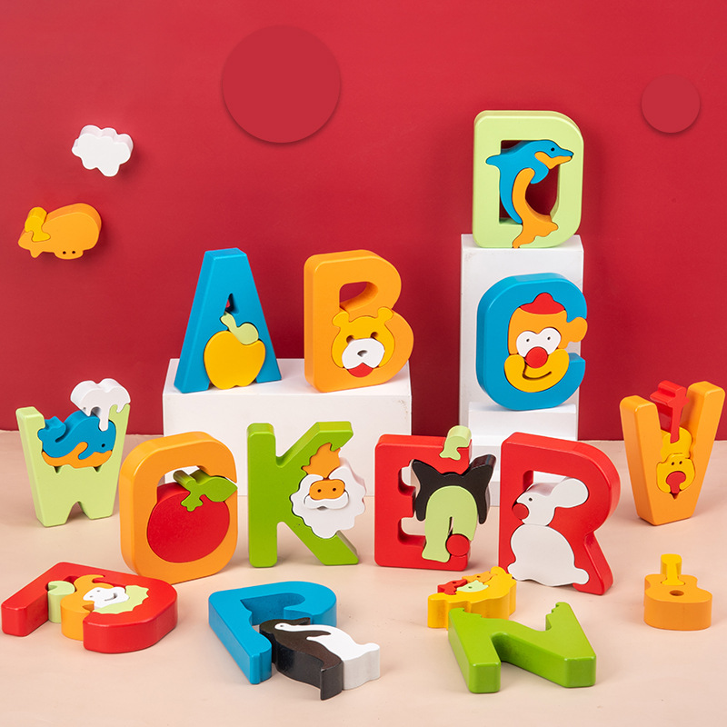 children DIY originality 26 letter Building blocks Jigsaw puzzle english culture Attention intelligence development Early education Toys