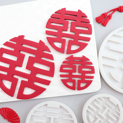 Wedding celebration Hi word Double Happiness Invert sugar chocolate silica gel mould Cake marry Anniversary decorate Supplies mould