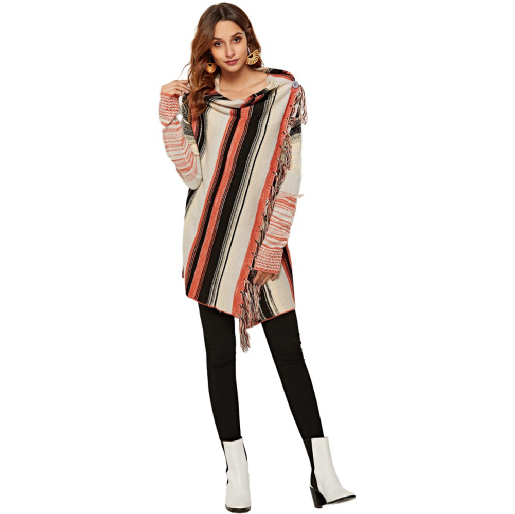 2024 유럽과 미국의 대외 무역 아마존 인기 판매 여성 스웨터 술 스웨터 대형 니트 스웨터 가디건 코트 스웨터