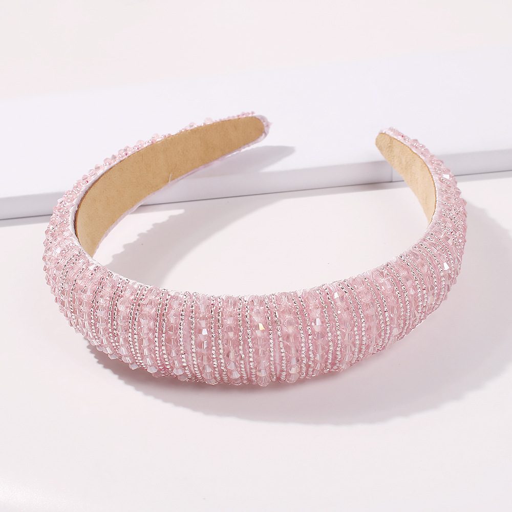 Fashion Handmade Beaded Headband Women's Big Thick Sponge Wide Brim Hot-saling Headband display picture 9