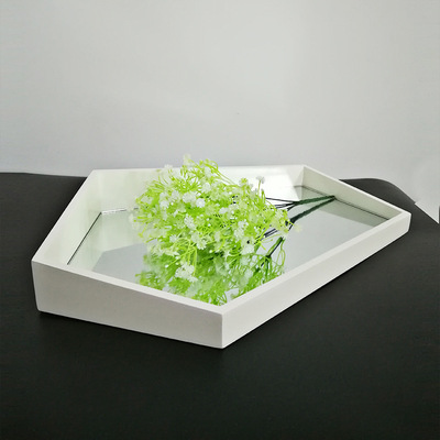 樣板間家居餐桌茶幾歐式木質鏡面五邊創意托盤裝飾工藝飾品擺件