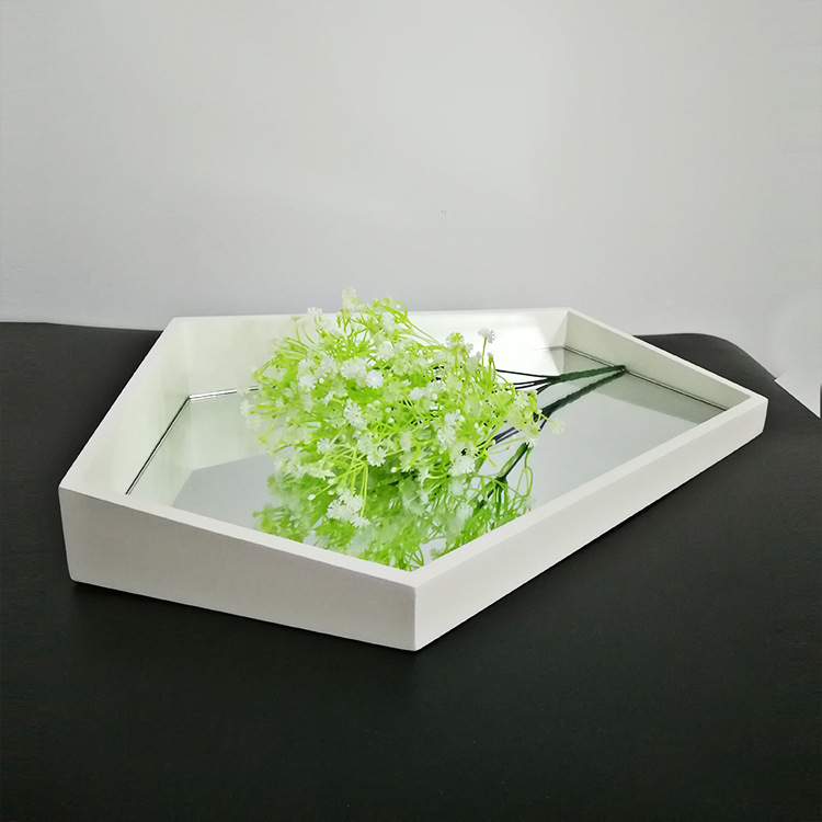 樣板間家居餐桌茶幾歐式木質鏡面五邊創意托盤裝飾工藝飾品擺件