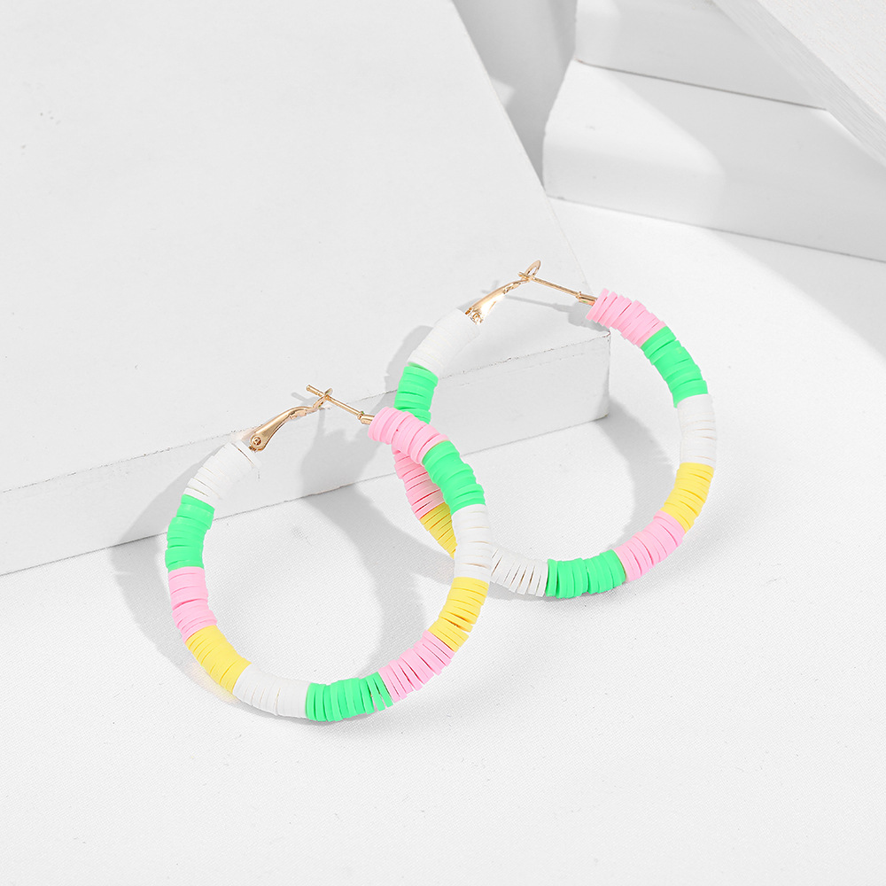 hot sale beach C-shaped soft pottery color exaggerated earrings wholesale