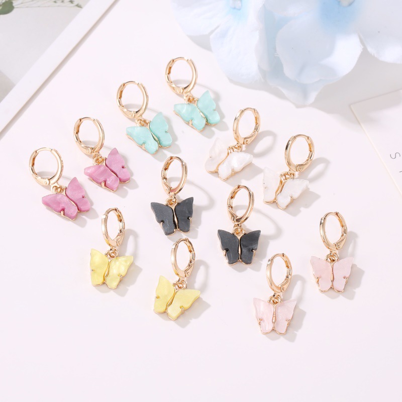 Explosion Models Color Butterfly Earring Necklace 2 Piece Set Fashion Acrylic Butterfly Necklace Earring Set Wholesale Nihaojewelry display picture 4