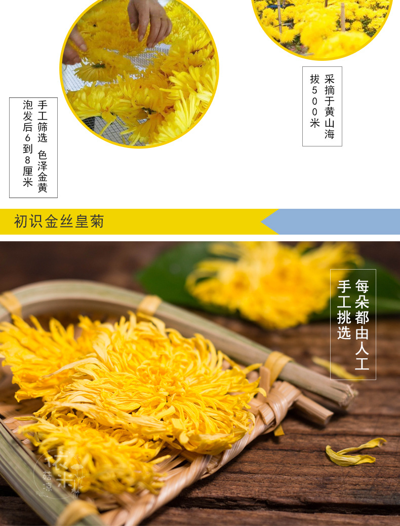 Golden Silk Imperial Chrysanthemum Tea One Flower One Cup Dried Chrysanthemum Flower Tea 2.5g key features