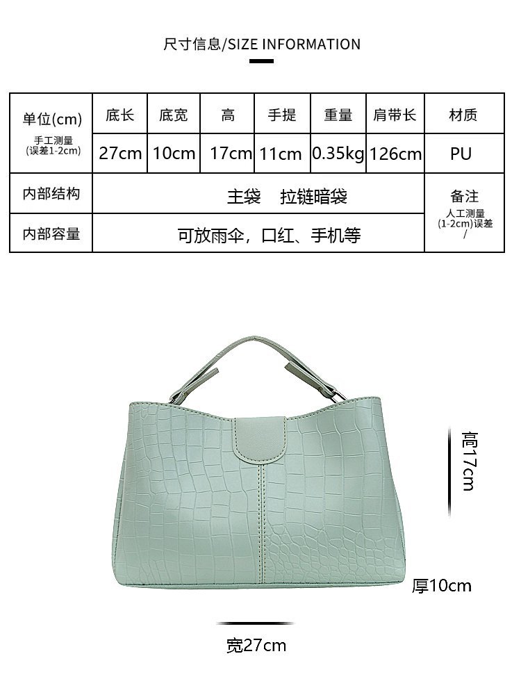 Fashion Korean Crocodile Pattern Messenger Shoulder Portable Pu Soft Surface Zipper Messenger Bag display picture 55