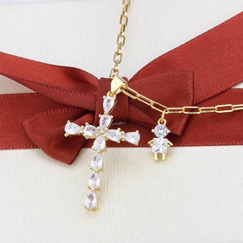 Nouveau Collier Croix En Diamant display picture 5