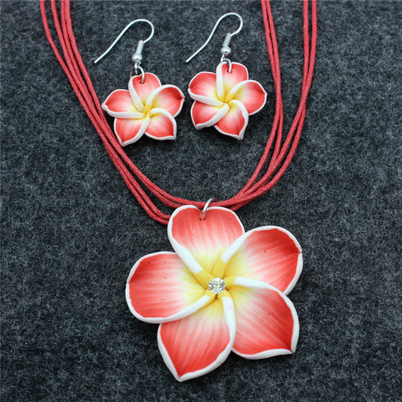 20g Weight Jewelry Set Classification Earrings + Necklace Quantity Holiday, Daily Occasion rope, soft clay Material Flower Pattern Women's Gender Simple Style, Classic Style Style Simple Style Classic Style Flower Rope Soft Clay Women's Jewelry Set 5