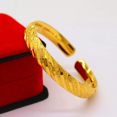 Vietnam sand gold opening weighted and thickened 10n starry glossy women's gold-plated wedding bridal jewelry bracelet for women