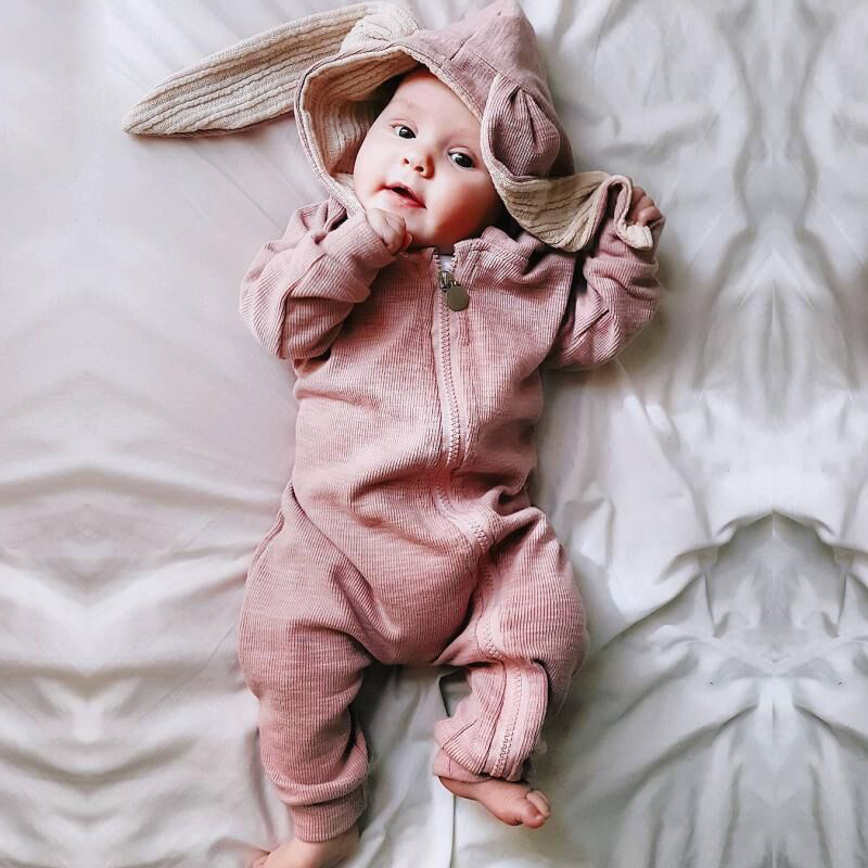 Easter Casual Solid Color Cotton Baby Rompers display picture 2