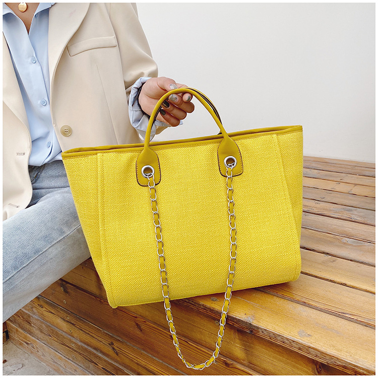 Yuezi Foreign Trade 2024 New European and American Bucket Women's Bag Large Capacity Portable Single Shoulder Diagonal Chain Tote Bag_voghion.com