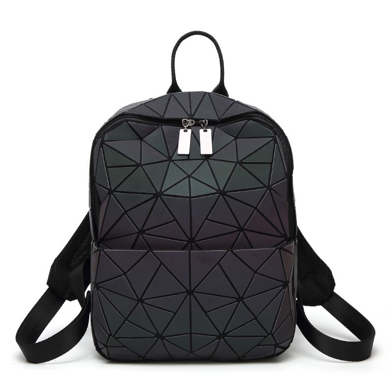 Instagram recommends Korean laser luminous diamond grid students, boys and girls, chameleon backpack, geometric bag_voghion.com