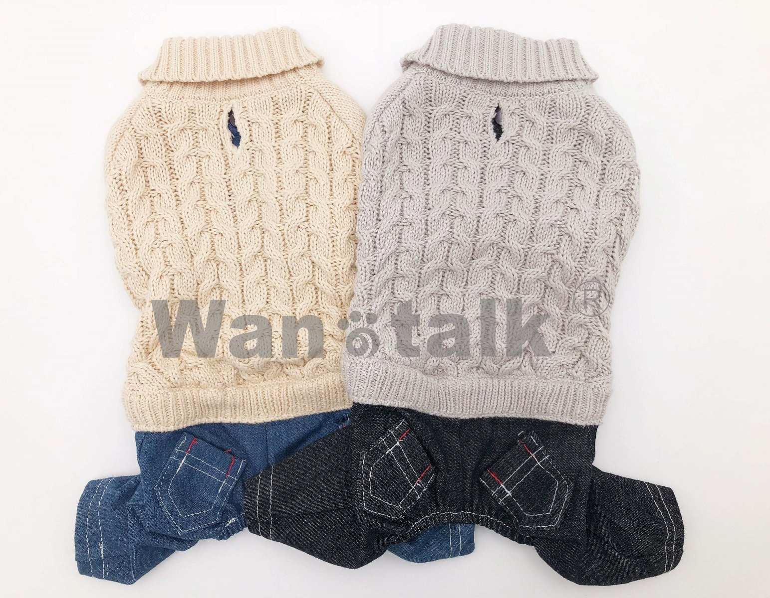 Свитер для домашних животных Вязаный свитер для собак Джинсовые брюки Свитер Джинсы + Кардиган с защелкой + длинный рукав