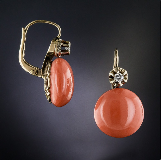Bohemian Orange Red Coral Diamond Metal Earrings Wholesale display picture 1