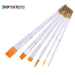 廠家直供6支油畫筆套裝金尾白杆排筆彩繪水彩筆水彩丙烯畫筆畫材