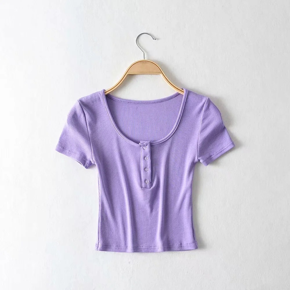 sexy round neck short-sleeved T-shirt NSHS48518