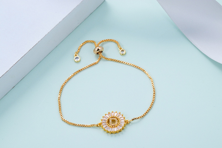 Korean 26 English letters round micro-inlaid zircon bracelet