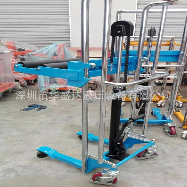 迷你型堆高车 400kg带滚筒轻型升高车 手动电动液压升降车