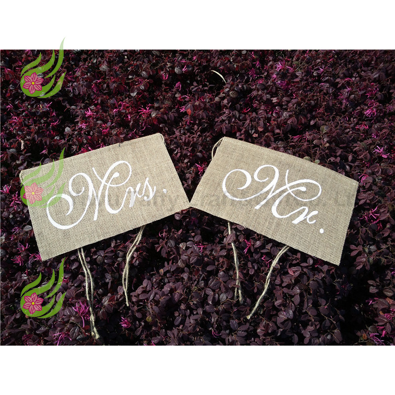 厂家直供 麻布婚庆派对拉旗MR MRS椅旗