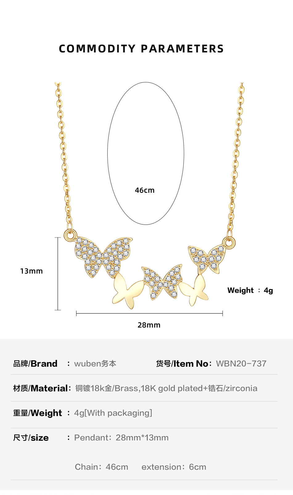 Butterfly Necklace Gold Zircon Collarbone Necklace