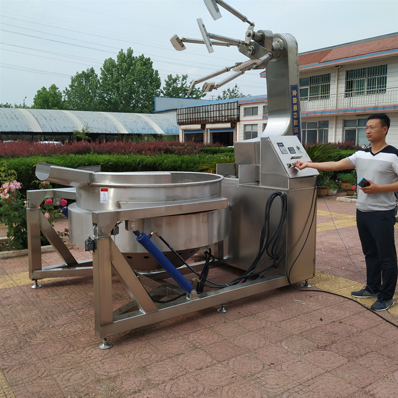 Large electromagnetic heating high viscous wok planetary stirring sandwich Pan full set of chili sauce processing line equipment