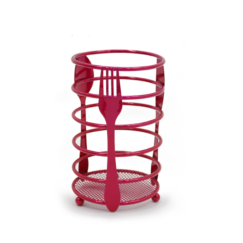 圆形刀叉桶玫红色01