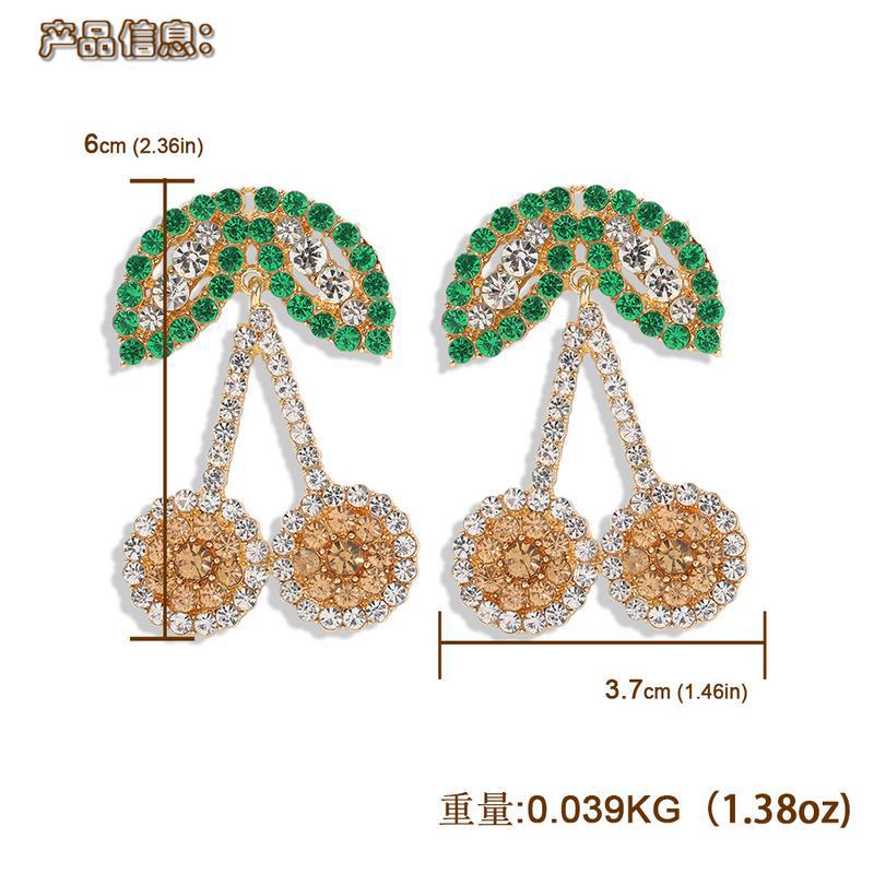 New Fashion Diamond Fruit Cherry Earrings Fruit Earrings For Women display picture 1