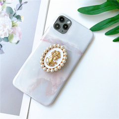 電鍍亮面氣囊支架珍珠摺疊懶人桌面粘貼支架美人頭像創意平板通用