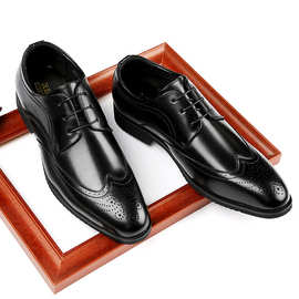 跨境2024新款软底布洛克雕花商务休闲皮鞋男正装绅士鞋一件代发