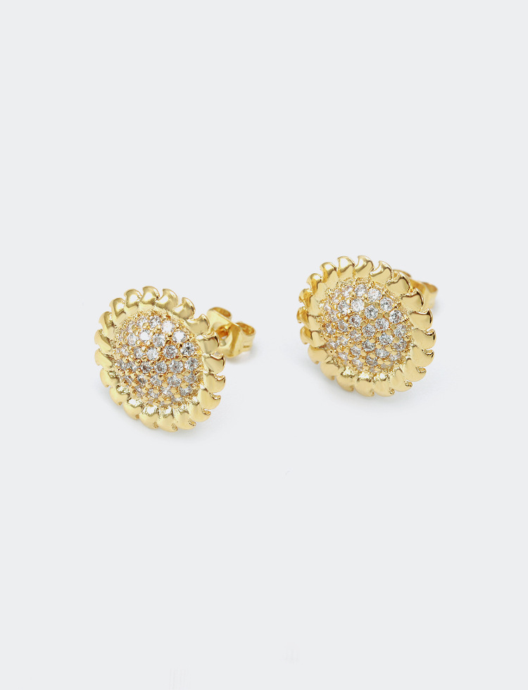 Wholesale Fashion Gold-plated Zircon Round Earrings display picture 4
