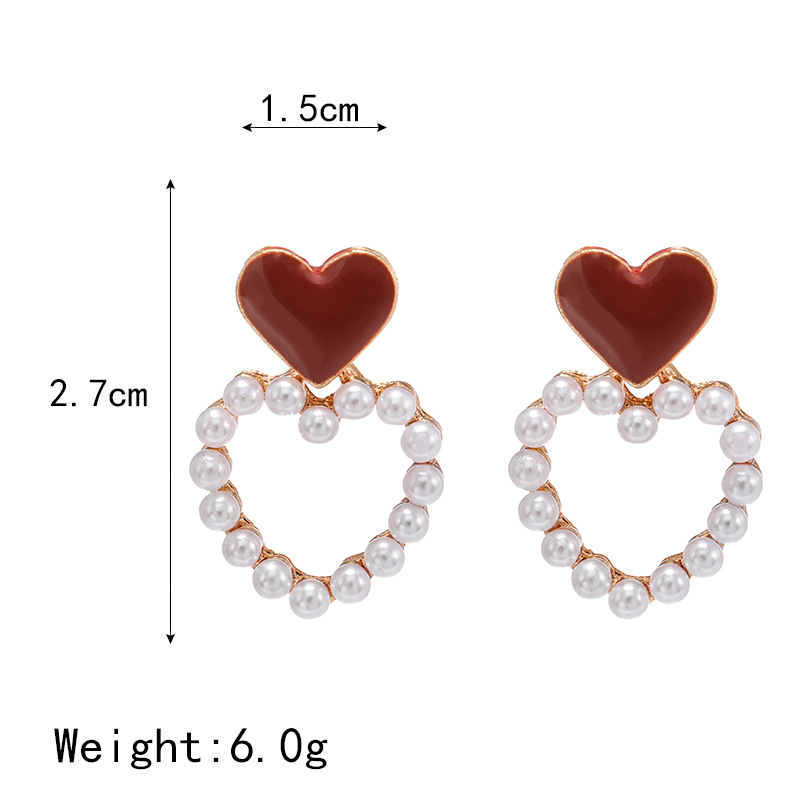 Korean Fashion Pearl Rhinestone Love Star Earrings Wholesale Nihaojewelry display picture 4