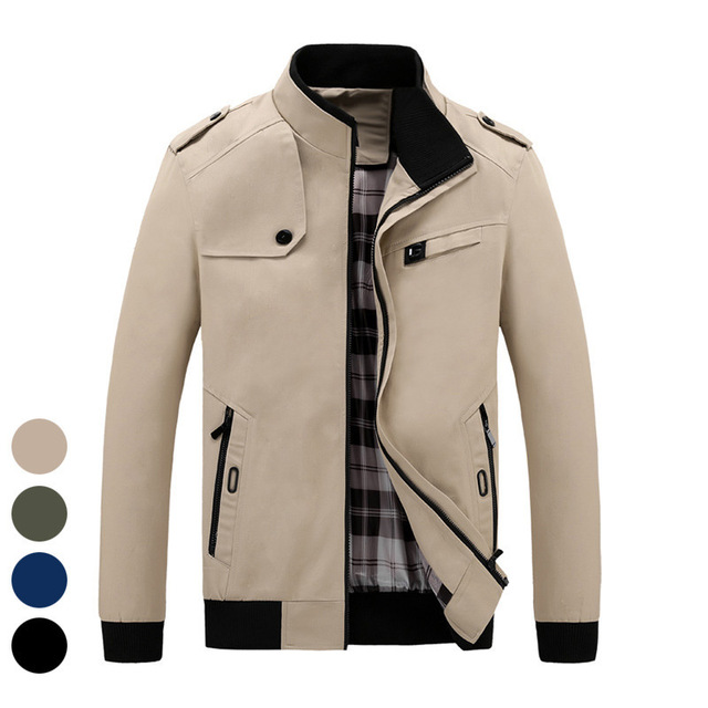 Spring and autumn thin men’s stand collar cotton wash coat casual versatile jacket man