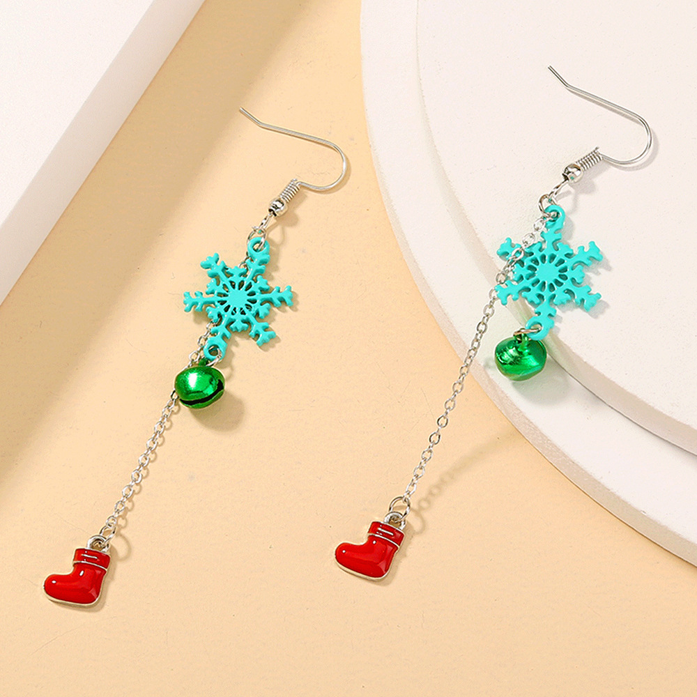 Christmas Series Snowflake Bell Stocking Long Tassel Earrings display picture 1