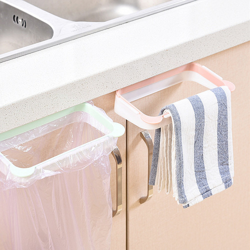Cross-border direct selling multifunctional kitchen plastic garbage bag storage rack cabinet door back hanging rag garbage rack
