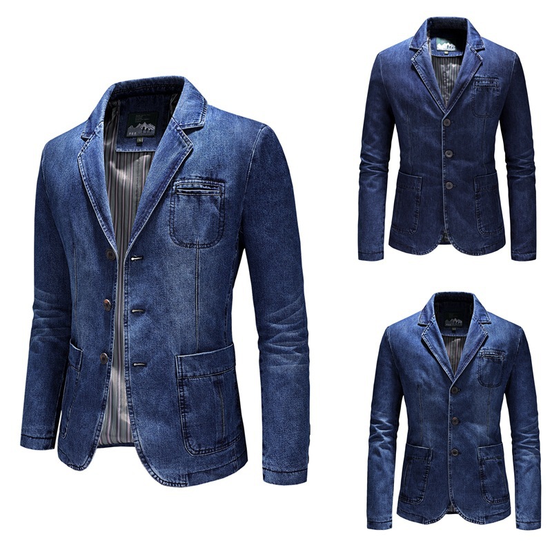 Men's Clothing new denim suit spring and autumn jacket small suit_voghion.com