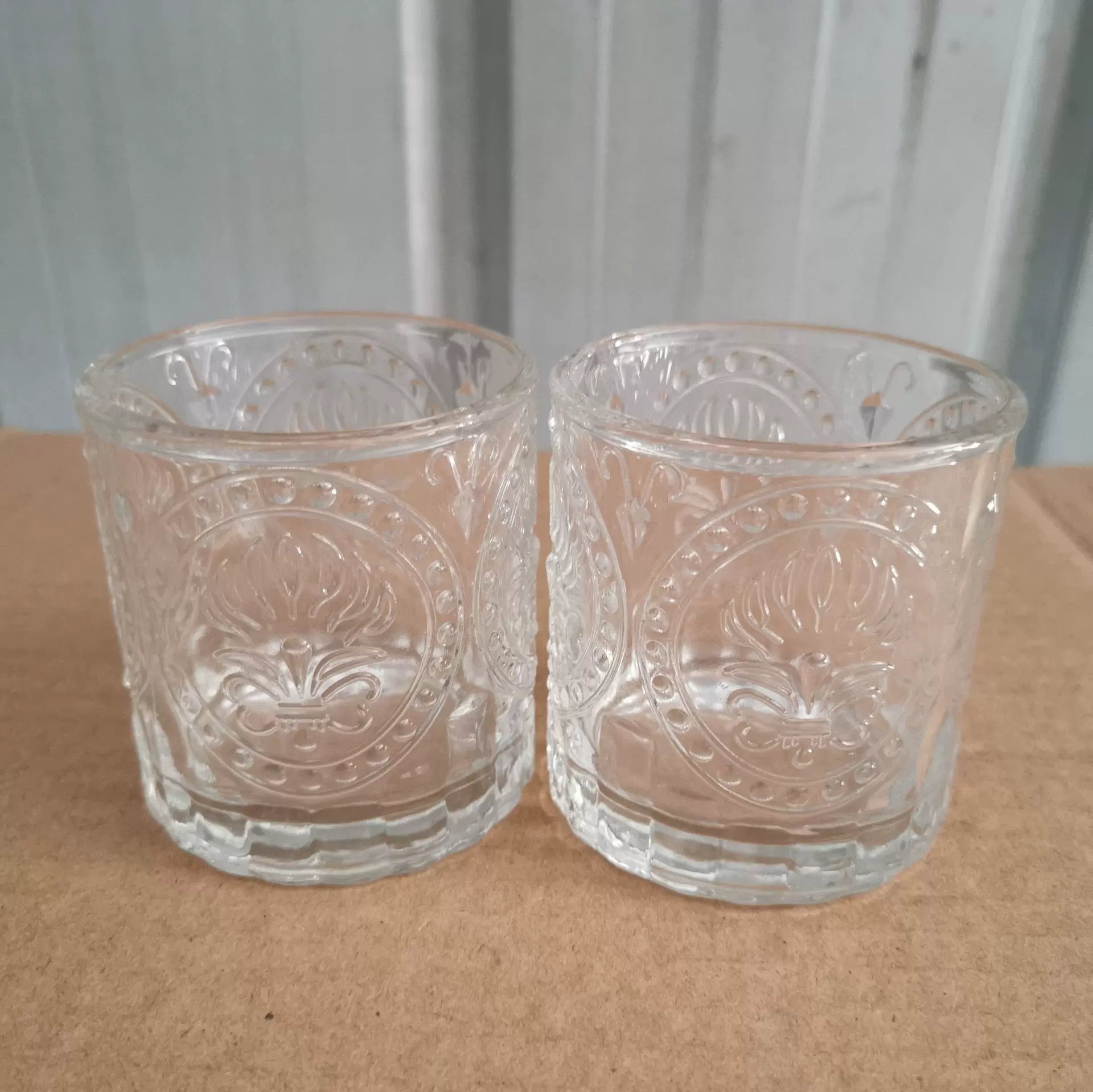 diy蜡烛材料 玻璃烛台 香薰蜡烛杯 浮雕杯小圆杯 香薰蜡烛容器