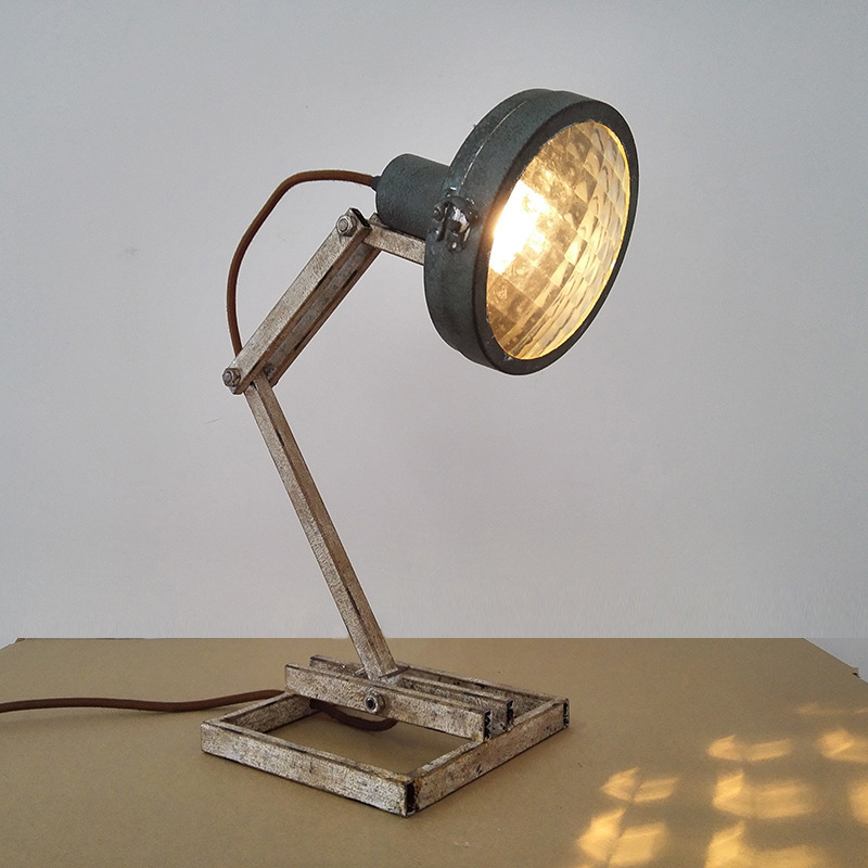 American Antique Old Vintage Industrial Style Distinctive Small Table Lamp Study Living Room Bedroom Bedside Antique Decorative Lamp