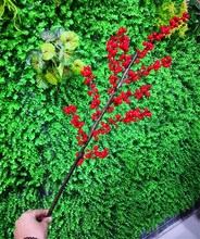 中式仿真单支红豆浆果红色冬青果枝客厅中式花艺装饰浆果山楂果子