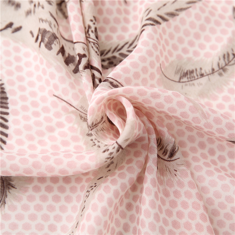 Cotton And Linen Scarf Women Spring And Autumn Wild Feather Plain Pattern Long Shawl Women Suppliers China display picture 5