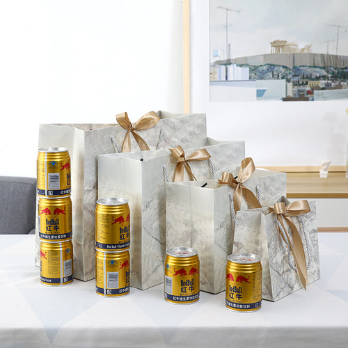 Ins style gift bag marble pattern packaging bag fashion gift bag wedding candy bag clothing store paper bag