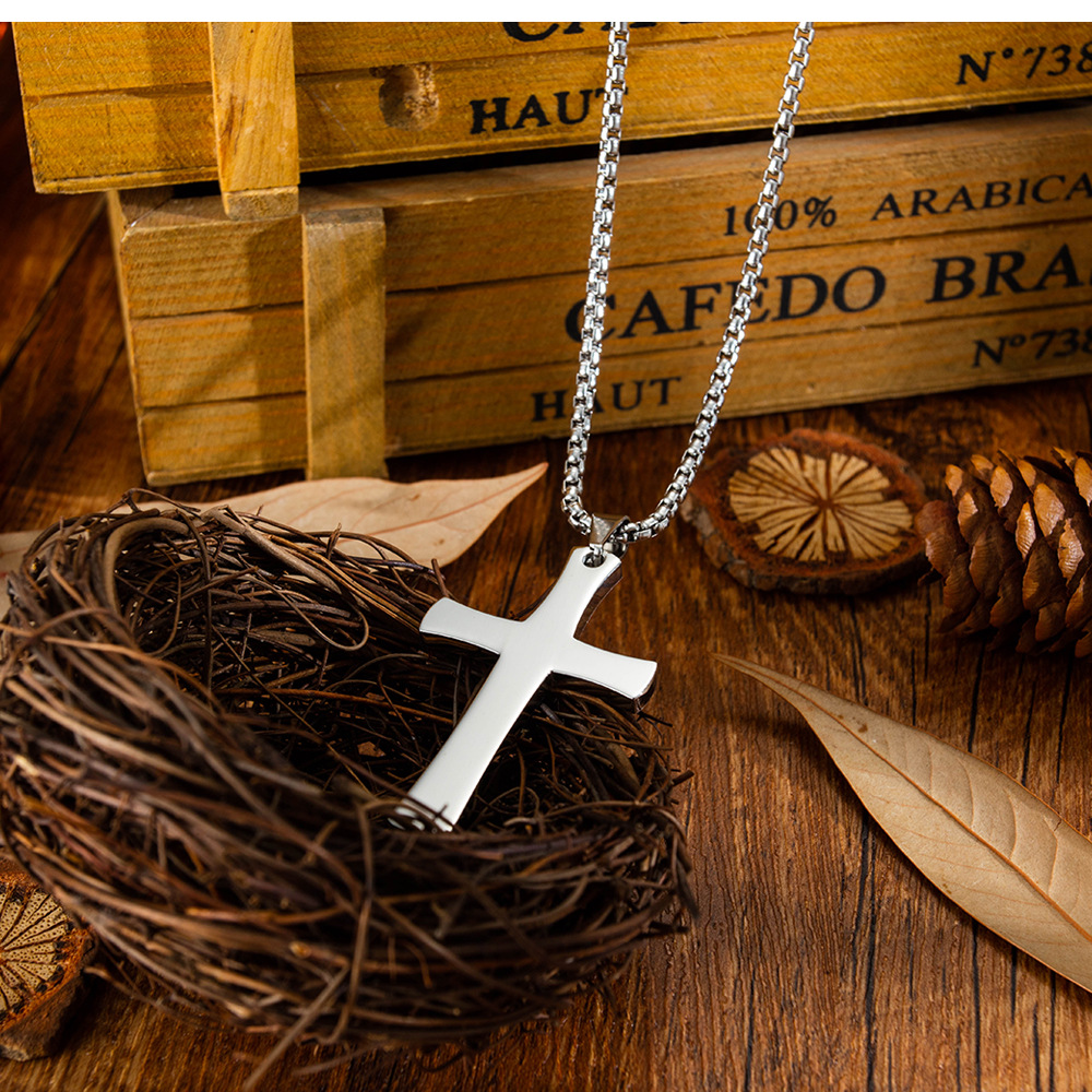 New Fashion Rock Punk Style Stainless Steel Cross Necklace Wholesale display picture 6