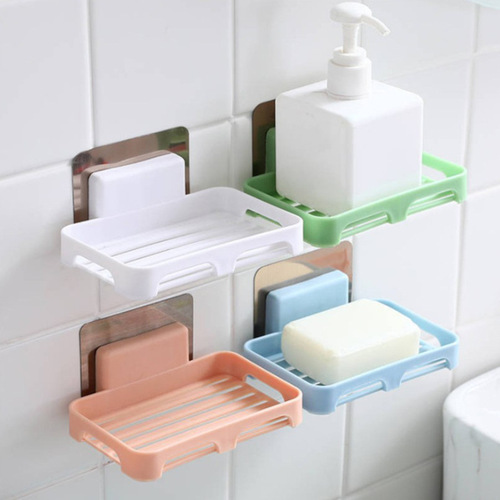 Soap box rack drain bathroom creative punch-free soap rack household suction cup wall-mounted soap box