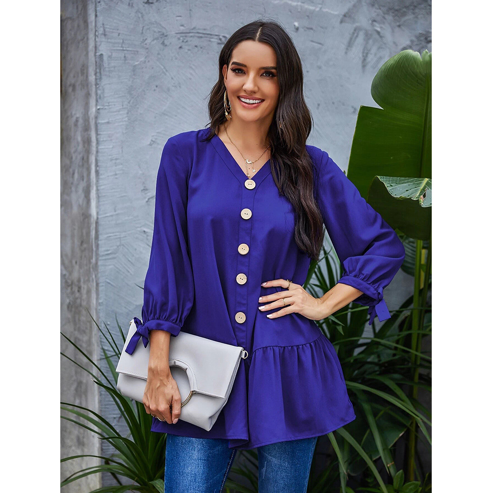 new long-sleeved mid-length chiffon shirt  NSSA40042