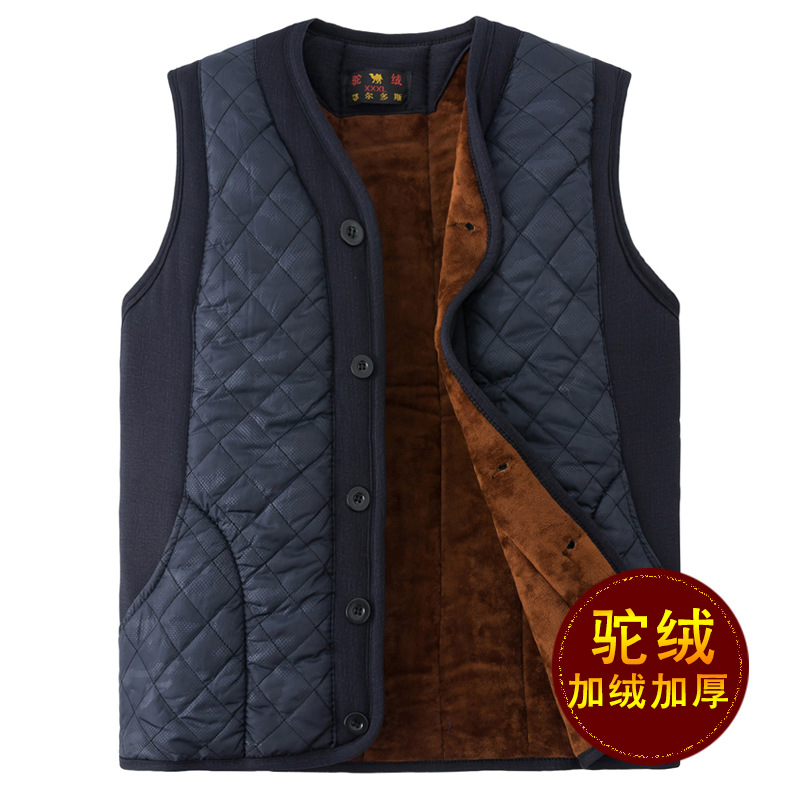 Middle-aged and elderly people cotton-padded clothes Vest Camel hair thickening Large dad Warm cotton waistcoat grandpa Domestic and foreign vest